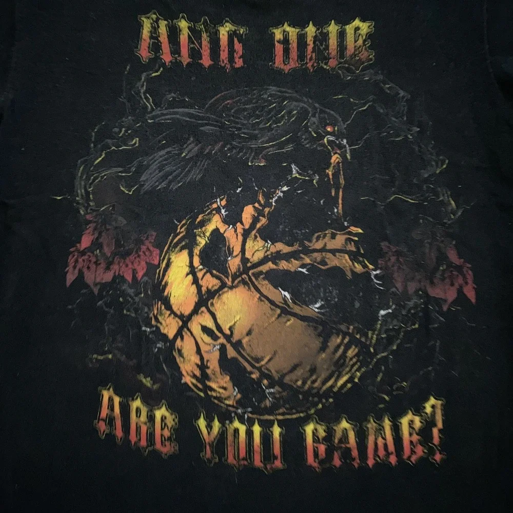 Vintage Y2K AND1‎ Shirt Youth Sz 8 Raven Basketball Are You Game Goth Tee 15x17